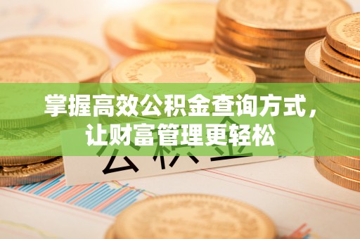 炉霍掌握高效公积金查询方式，让财富管理更轻松